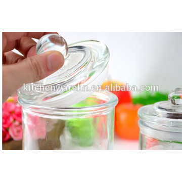 glass jar with lid/glass candle holder jar/glass jar